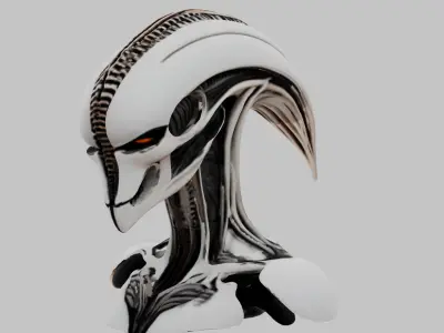 Fantasy Alien Head Bust Figure Low-poly 3D model