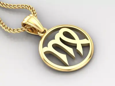 Circle Virgo Light Gold Pendant Version 6 3D print model