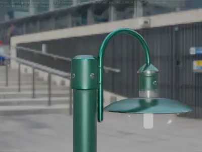 Street Light -7- Moss Green Version -1 Lamp- Low-poly 3D model