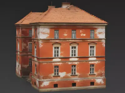 Weathered European Brick Estate House 3D Model Low-poly 3D model