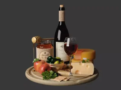 Cheese and Honey Set 3D model