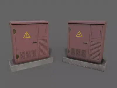 PBR Electric Box Red Low-poly 3D model