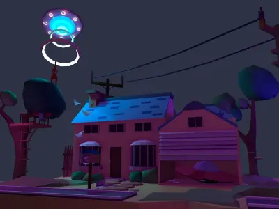 NLO aliens Low-poly 3D model