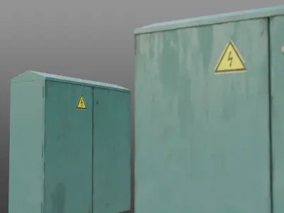 Green Color Electrical Street Junction Box Low-poly 3D model