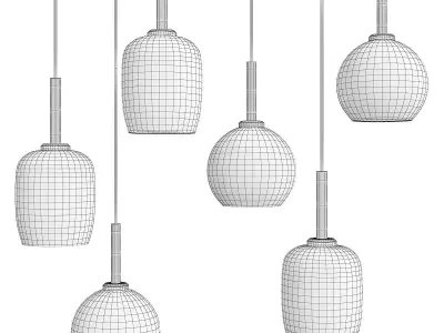TOIMI set of five glass pendant lights with gold and accents Low-poly 3D model