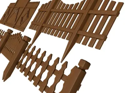Wooden fencing 3D model