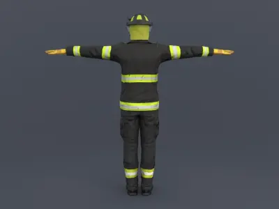 Firefighter Rigged 3D model Low-poly 3D model