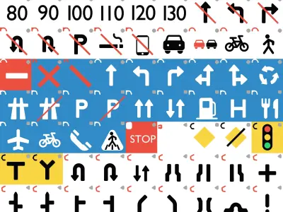 Set of signs Low-poly 3D model