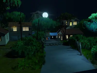 anime village made in blender 3D model