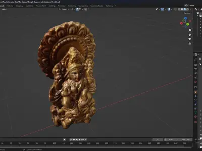 Temple Door Designs and Lakshmi Devi Statue Free 3D model