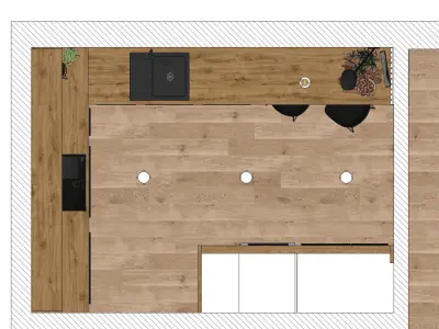 Kitchen Scene Scandinavian Wood n White  with  YT Preview 3D model