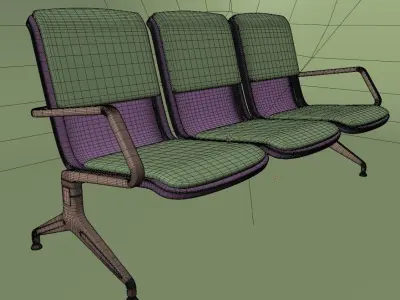 Waiting Chairs airport chairs 3D model