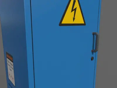 PBR Electric Box Blue V2 Low-poly 3D model