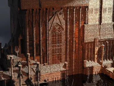 Lizard Cult Cathedral Dark Halls Kitbash 1 3D model