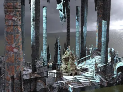 Exterior Temple platforms Cult Kit bash   3D model