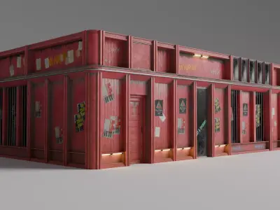 Modular Shopfront Kit - Game Ready Low-poly 3D model