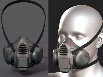 Gas mask respirator scifi futuristic 3d model  Low-poly 3D model 13