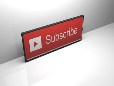 Subscribe 3D Model television with sign Low-poly 3D model