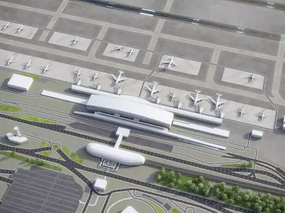 Tehran - Imam Khomeini Airport  - IKA Low-poly 3D model