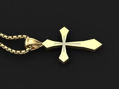 High Cross Pendant Light Gold 18K 3CP016 3D print model