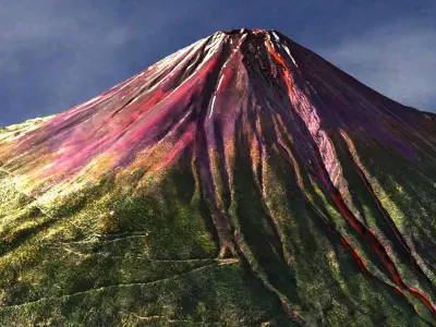 Mount Fuji - Low and High Poly Versions Low-poly 3D model
