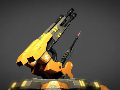 Sci Fi Flak Cannon Low-poly 3D model