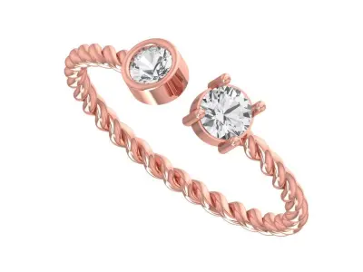 Light Weight Round Stone Twisted Band Ring 3D print model