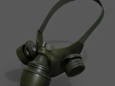 Gas mask respirator military combat  Low-poly 3D model
