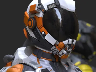 Female Space Suit Low-poly 3D model