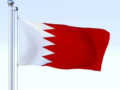 Animated Bahrain Flag Low-poly 3D model