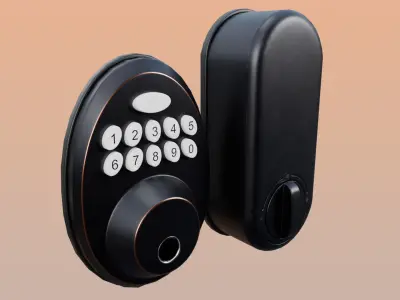 Oval Digital Door Lock Low-poly 3D model