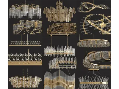 Chandeliers 3d models Collection 10 models Low-poly 3D model by 3dFront - Low-poly