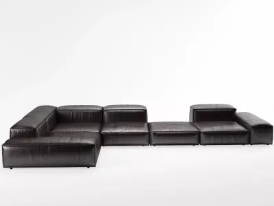 Extrasoft E sectional sofa leather 3D model