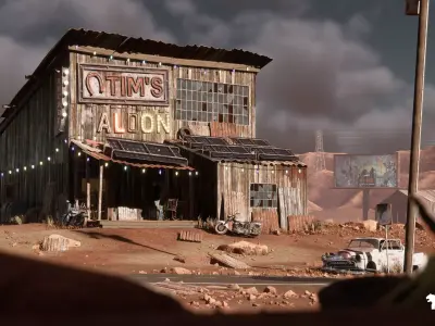 Retropunk Saloon Low-poly 3D model