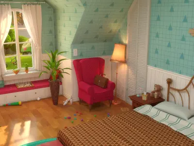  Cartoon Corridor Bedroom V2 