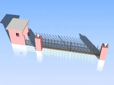 Fence and Gate 05 3D model