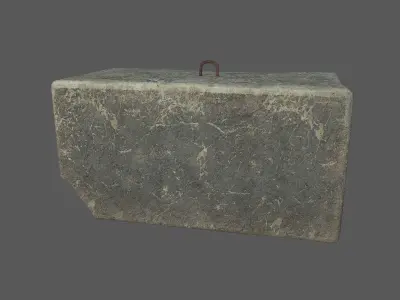 Concrete block 1x2x1 meters Low-poly 3D model