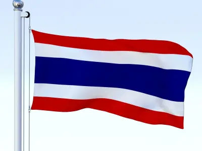 Animated Thailand Flag Low-poly 3D model