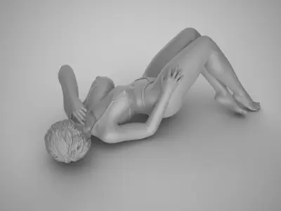 Girl Lying on Sand 3D print model