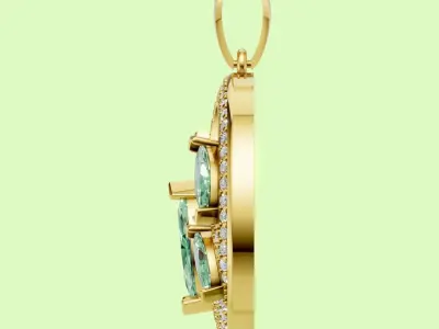 Elegant Pendant with Marquise Stones And Full Diamond Accents 3D print model purchase