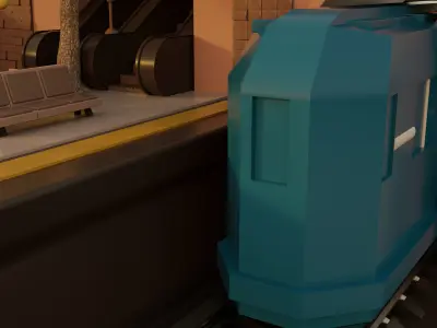 Subway Station Cartoon low-poly 3d model Game 3D model