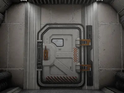 SciFi Bunker Door v3 Low-poly 3D model