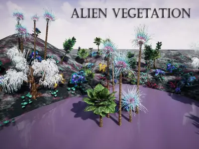 Alien Vegetation UNREAL Low-poly 3D model