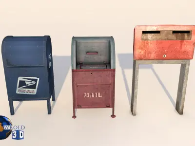 Realistic Mailbox collection pack lowpoly 3d model Low-poly 3D model