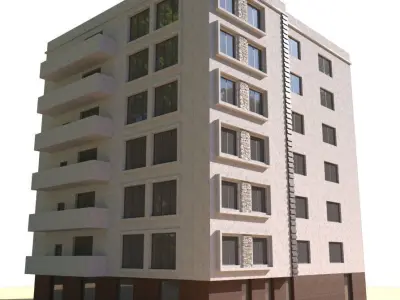 Modern Apartment Building Set01 3D model