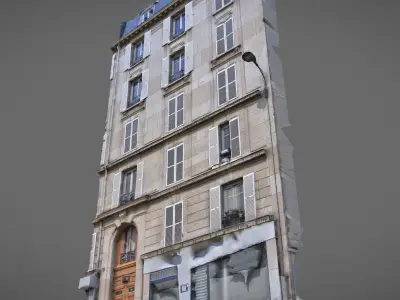 Paris building facade 03 Low-poly 3D model