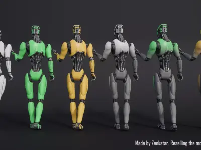 Rigged colored robot Low-poly 3D model