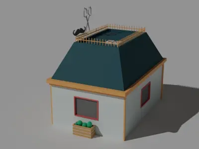 Low Poly Barber Shop Low-poly 3D model