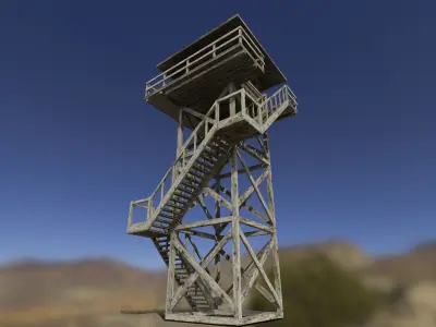 Modular Fire lookout tower PBR Low-poly 3D model