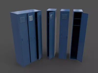 PBR School Gym Locker 03 - Blue Dark Low-poly 3D model